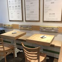 cute interior at Baba's Pierogies in Brooklyn