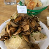 So cute with the flags  at Baba's Pierogies in Brooklyn