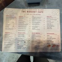 Menu items at The Hideout Cafe in Da Nang