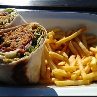 Falafel wrap and chips at The Loop Bar in Tignes
