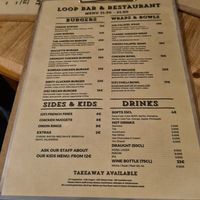 Menu at The Loop Bar in Tignes