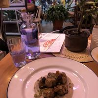 Mushroom dish with jerusalem artichoke  at GRÜN in St Petersburg