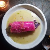 Braised Napa cabbage wrapped in pickled cabbage at Dirt Candy in New York City