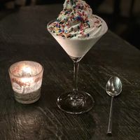 Oatly ice cream with sprinkles  at Dirt Candy in New York City