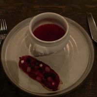 Sorry, I was thinking of other things, like eating this beet eclair and gorgeous beet broth at Dirt Candy in New York City