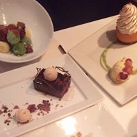 We ordered all the desserts, including an ice cream salad.  at Dirt Candy in New York City