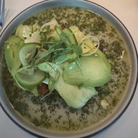 Crusted Romanesco topped with shaved peppers and avocado   at Dirt Candy in New York City