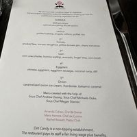 Menu  at Dirt Candy in New York City