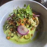 green beans and noodles - tasty but not my favorite compared to the other dishes at Dirt Candy in New York City