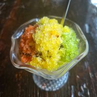 bell pepper shaved ice with whipped ricotta and blueberry sorbet - the bell pepper shaved ice was weird and not my favorite but everything else was soo good at Dirt Candy in New York City