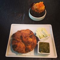 Tomato biscuit and carrot coffee cake at Dirt Candy in New York City