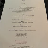 Summer 2026 menu  at Dirt Candy in New York City