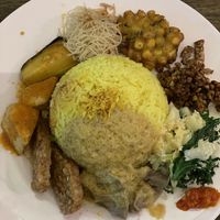 the mix plate with fantastic tempeh  at Sayur in Gothenburg