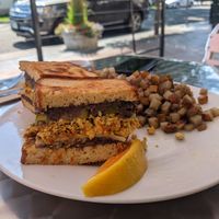 Breakfast torta with gluten free bread substitute. Very yummy!!! at High Note Cafe in Boise