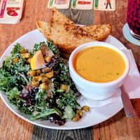 Cheddar Veg Soup with Cesar Salad at High Note Cafe in Boise