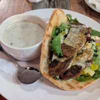 Gyro with Potato Leek Soup at High Note Cafe in Boise