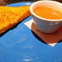 Vegan grilled cheese with tomato soup at High Note Cafe in Boise