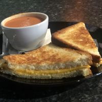 Vegan grilled cheese and tomato soup at High Note Cafe in Boise