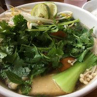 Veggie Pho with Tofu with self serve Pho toppings at Viet-Nomz in Orlando
