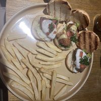 Mini burger trio with fries, sweet mustard sauce (extra 12k)  at Burgreens - Menteng in Jakarta