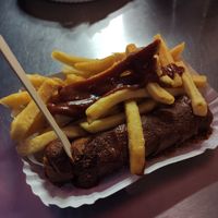 Curry wurst and fries at Curry 36 in Berlin
