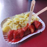 Vegan Currywurst with Kartoffelsalat at Curry 36 in Berlin