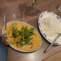 Tofu penang curry & rice noodles (vegan & gf)  at Rim Nam Thai in Hebden Bridge