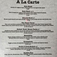 A la Carte menu at Good Karma Artisan Ales & Cafe in San Jose