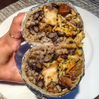 Jamaican Jerk burrito at Good Karma Artisan Ales & Cafe in San Jose