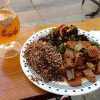 spicy basil Togo & kale salad=yum! at Good Karma Artisan Ales & Cafe in San Jose