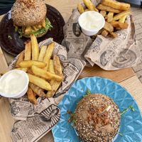 Atlantic burger, bitterballen burger and home made fries 💚  at Lust in Groningen