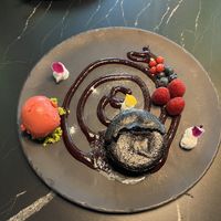 Chicolate raspberry dessert  at BLoved Veggie Corner in Madrid