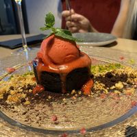 Ice cream with chocolate cake  at BLoved Veggie Corner in Madrid