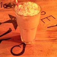 Vegan banana shake with whipped cream at Monterey Jack's in Stirling