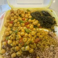 Curry chickpeas was delicious   at Island Cuisine in Charlotte