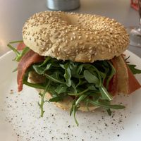 Vegan BLAT bagel: quite nice at Haley's Comet Breakfast Club in The Hague