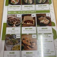 Current menu  at Kevabs in Brunswick