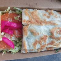 Spinach and feta gozleme w/side salad $15.00: yum at Kevabs in Brunswick