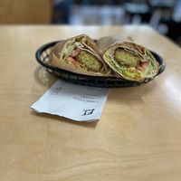 falafel wrap. Like one you’d get in a mall but worse. They pre cook them, so very dry.  Skimpy with sauce. Not good at Kevabs in Brunswick