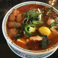 Spicy noodle soup  at Vegetarian House in San Jose