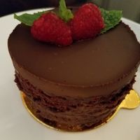 Chocolate raspberry ganache at Vegetarian House in San Jose