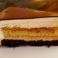 Opera cake special dessert of the day at Vegetarian House in San Jose