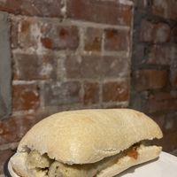 Vegan sausage and onion chutney ciabatta #Veganuary at Grey Seal Coffee in Cromer