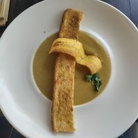 Amazing banana soup! at De Governeur in Willemstad