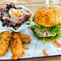 Hericium burger comes with 2 sides at Green Ba - Somerset in Central Singapore