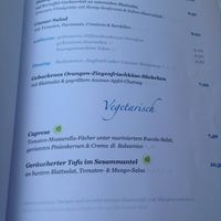 Vegetarian menue at BlauHaus in Herzberg