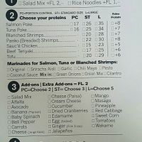 Order form at Poke Food Station in Willemstad