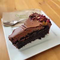 Chocolate cake at Catchacarrot Vegan in Ardfern