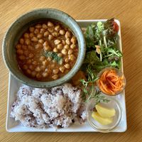 Spicy chickpea curry lunch set  at Apron Cafe in Naoshima