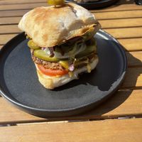 Vegan cheeseburger   at Boneless Vegetarian Cafe in Bermagui